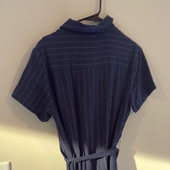 Lulus Navy Pinstripe Shirt Dress - Picture 5 of 5